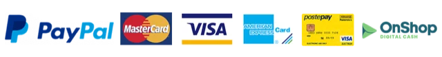 Pagamenti sicuri con PayPal, MasterCard, Visa, American Express, Postepay e OnShop
